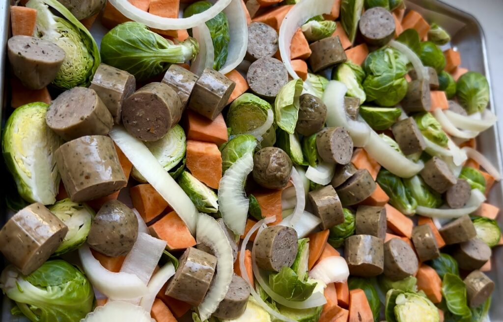 chicken sausage brussel sprouts