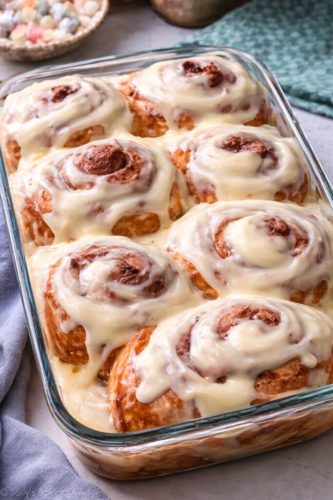 a whole trey of carrot cake cinnamon rolls