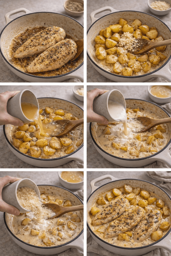 the process on how to make chicken and 