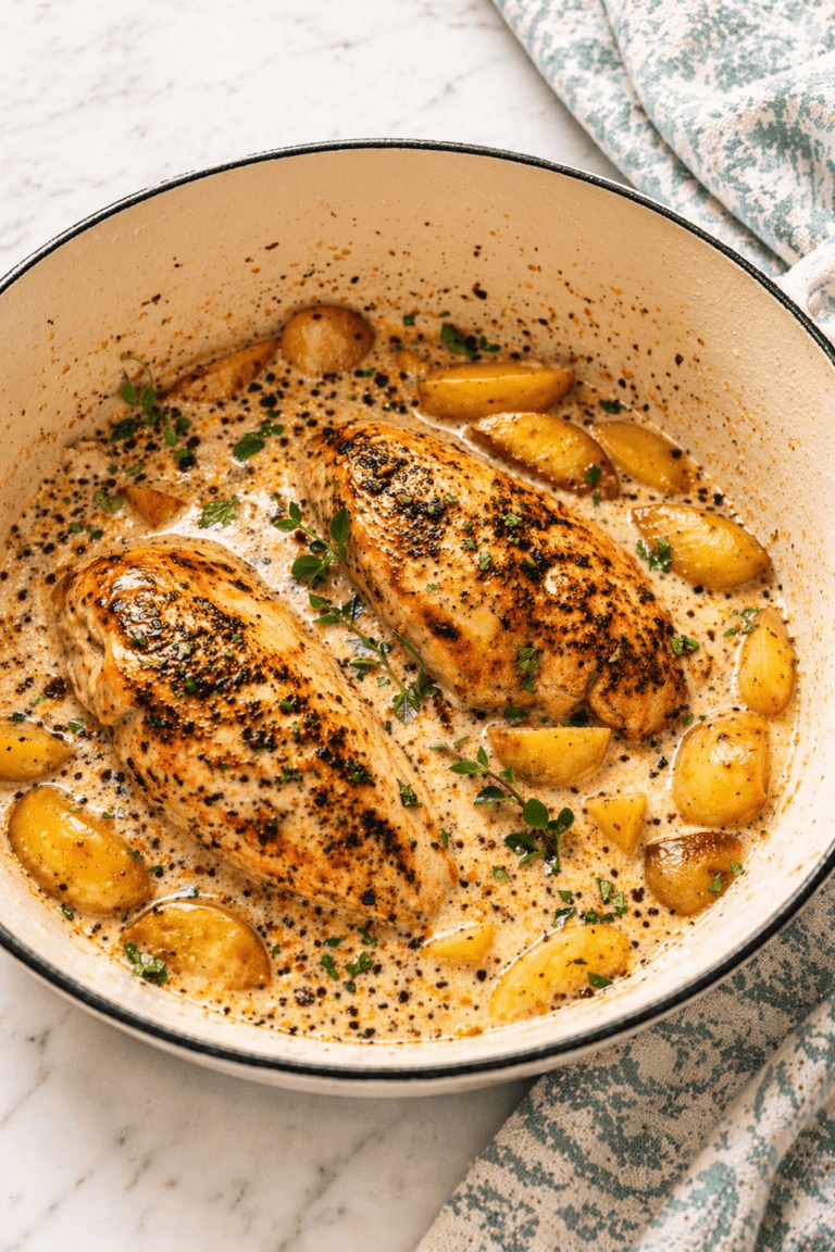 Creamy Dijon Chicken and Potatoes (Easy One Pan Dinner)